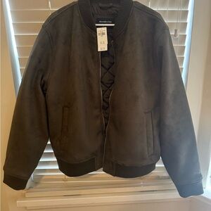 Abercrombie & Fitch Vegan Suede Bomber Jacket